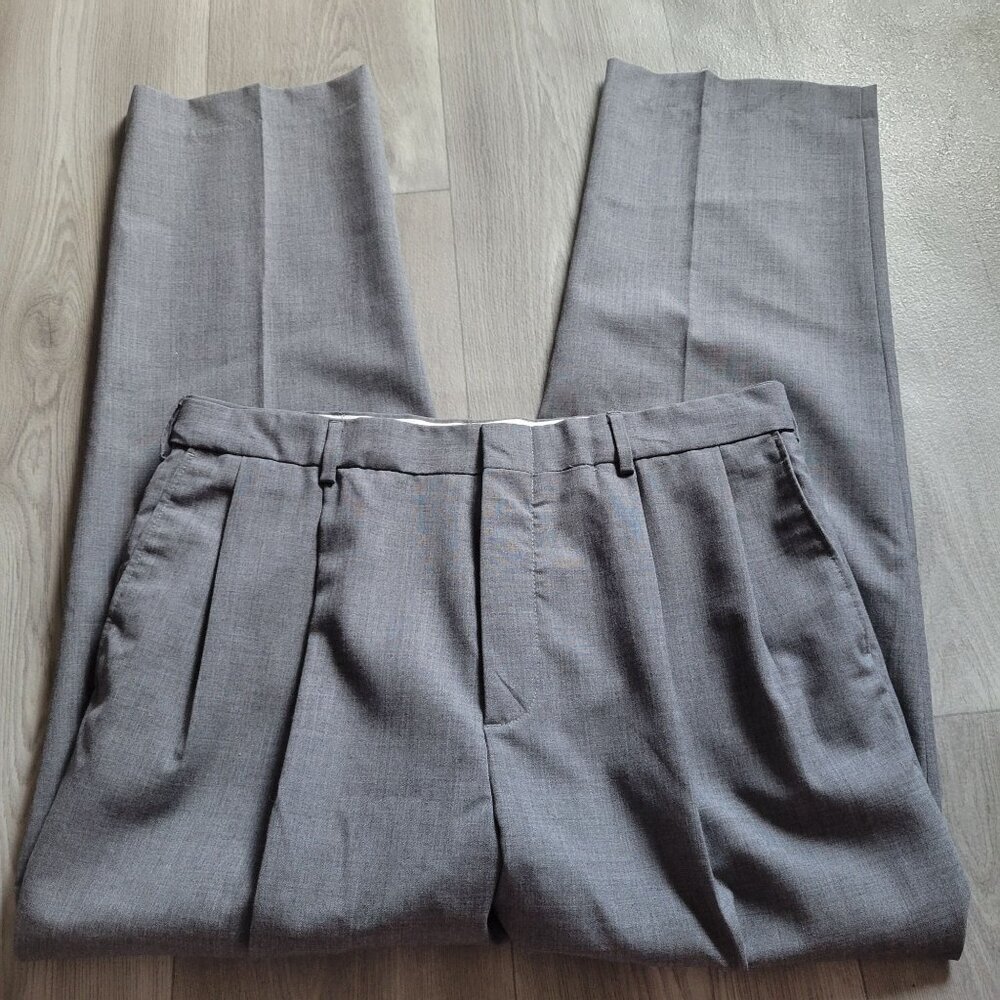 Lands' End Men's Traditional Fit Dress Pants 35x30 Wool Gray